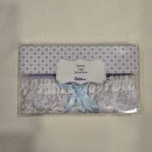 Wilton White Lace Garter with Blue Ribbon